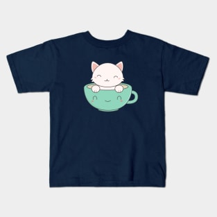 Kawaii Cute Coffee Cat T-Shirt Kids T-Shirt